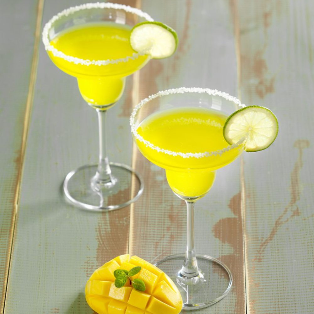 2 glasses of mango margarita