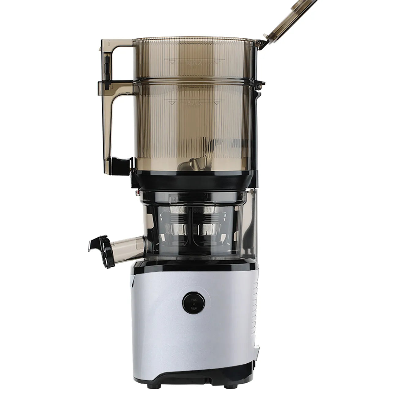 kuvings hands free slow juicer auto10 plus in silver side view
