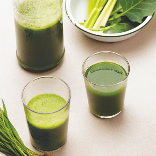 Two glasses of kale juice.