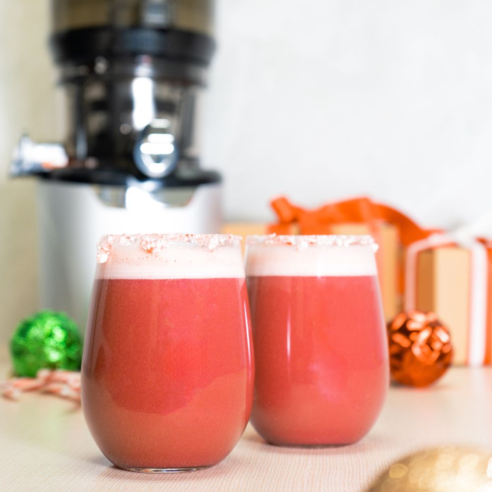 2 glasses of pomegranate apple juice