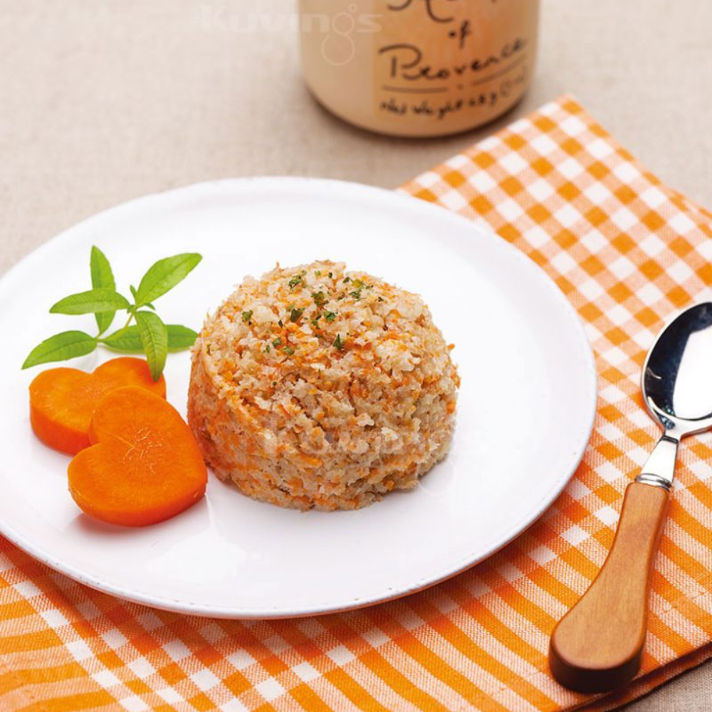 carrot & potato baby food on a plate