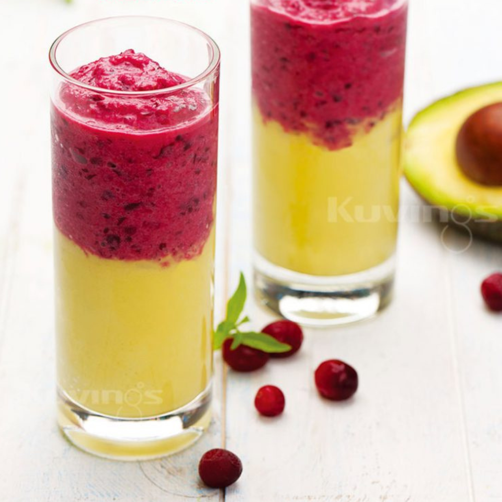 2 glasses of avocado pineapple smoothie