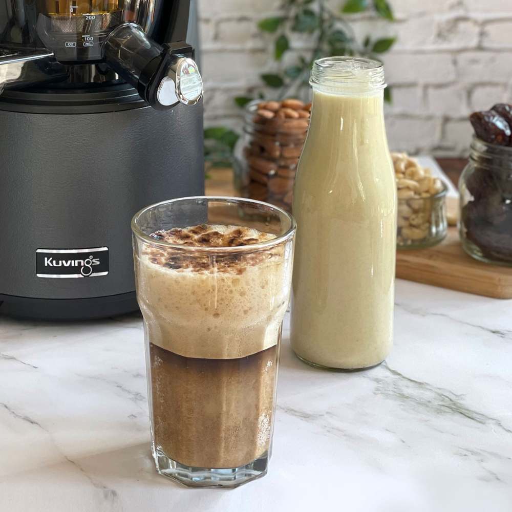 nut milk latte with nut milk and the kuvings evo820