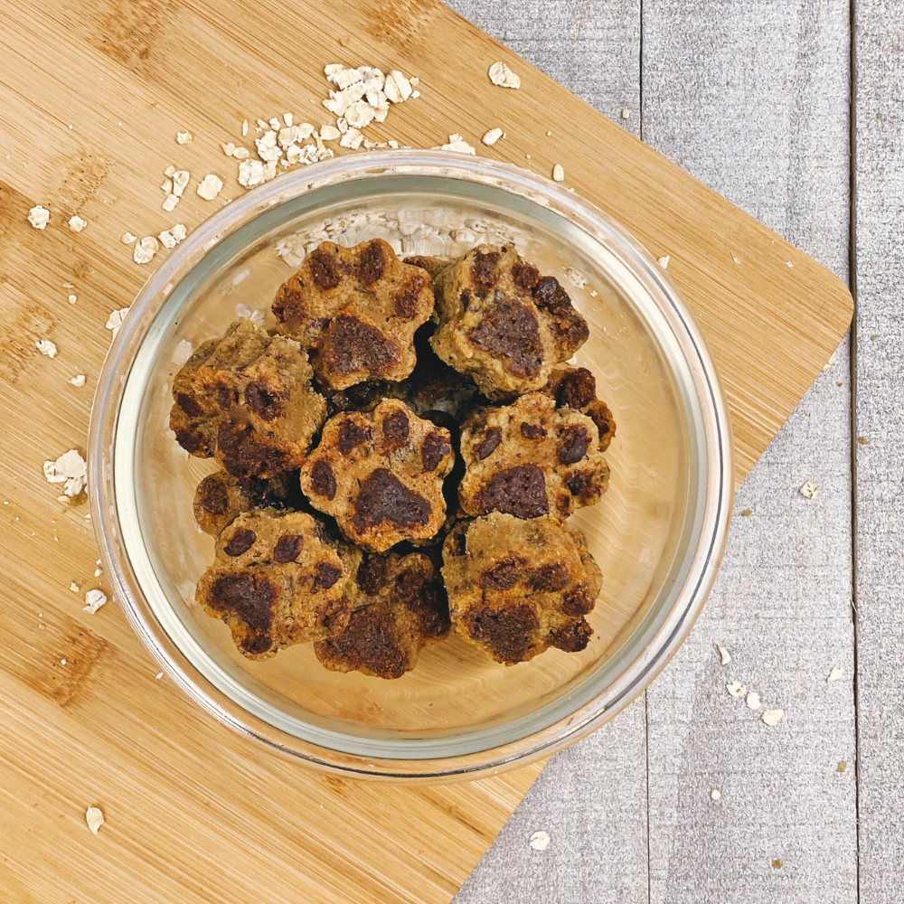 Dog treats made with nut milk pulp