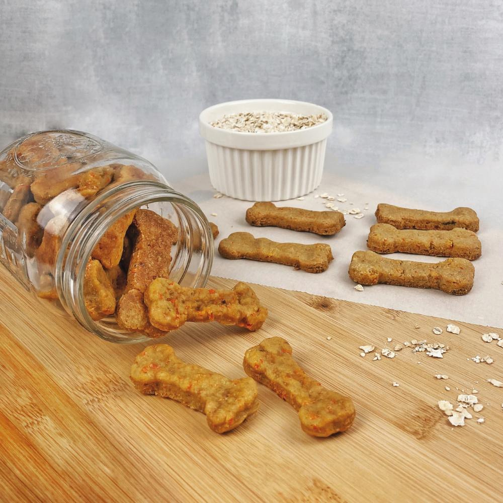 Dog treats made with juice pulp